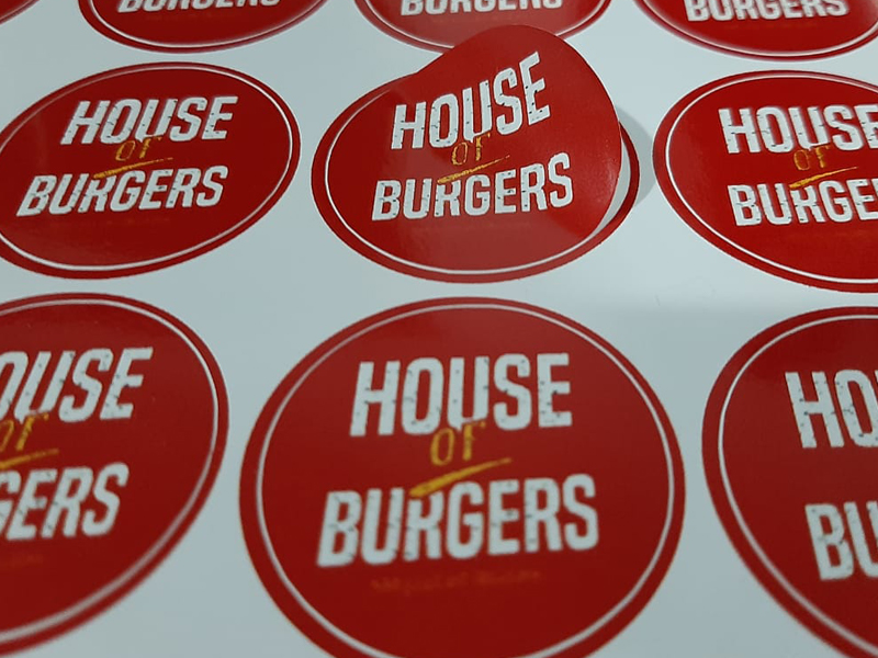 Calcomania color circular hamburgueseria